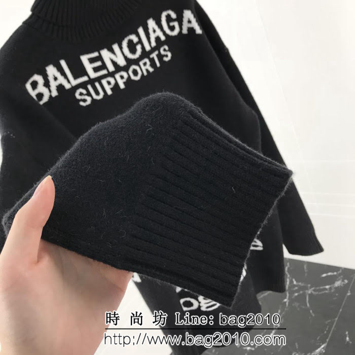 BALENCIAGA巴黎世家 18秋冬新款 WFP worldfoodProgramme系列 高領針織毛衣 面料厚實 高版本三標齊情侶款 ydi2096